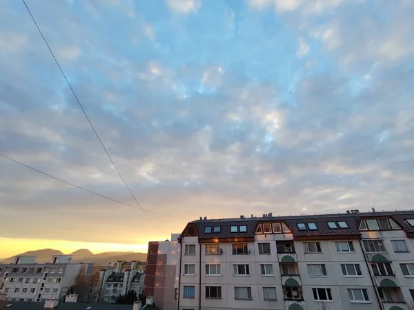 Vista Cidade Europeia Hora Pôr Sol — Fotografia de Stock