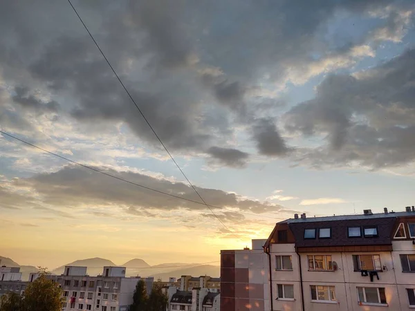 Vista Cidade Europeia Hora Pôr Sol — Fotografia de Stock