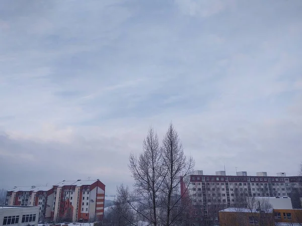 Blick Auf Die Europäische Stadt Winter — Stockfoto