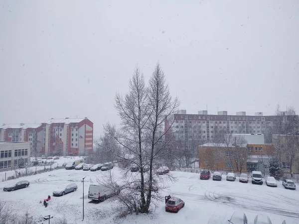 Vista Cidade Europeia Dia Inverno — Fotografia de Stock