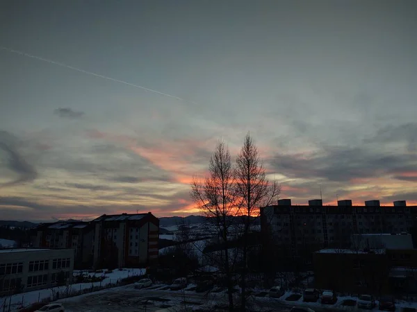 Uitzicht Europese Stad Bij Zonsondergang — Stockfoto