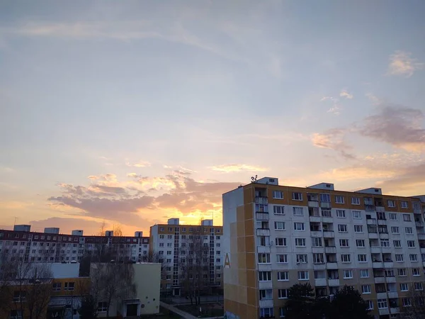 Vista Ciudad Europea Atardecer — Foto de Stock