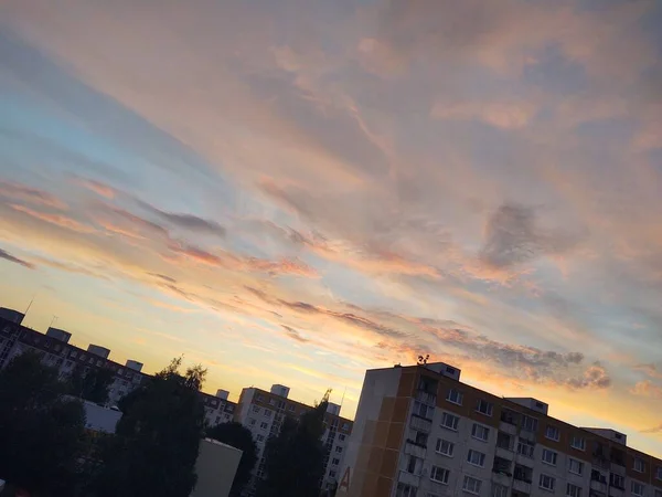 Colorido Atardecer Sobre Los Edificios Ciudad Países Bajos — Foto de Stock