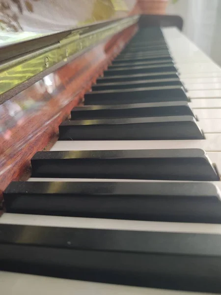 Крупним Планом Чорно Білі Клавіші Піаніно — стокове фото