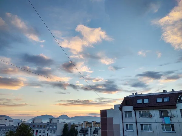 Vista Cidade Europeia Hora Pôr Sol — Fotografia de Stock