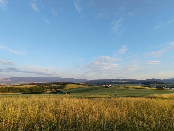 Hermoso Fondo Naturaleza Con Puesta Sol Campo —  Fotos de Stock