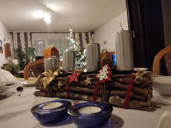 Χριστουγεννιάτικο Τραπέζι Στο Σπίτι — Φωτογραφία Αρχείου