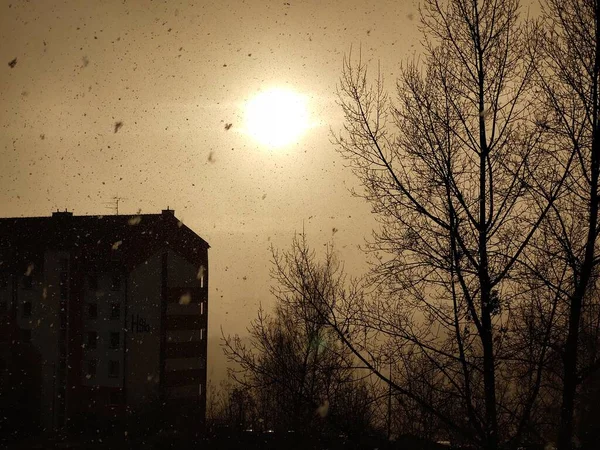 Uitzicht Europese Stad Bewolkte Dag — Stockfoto