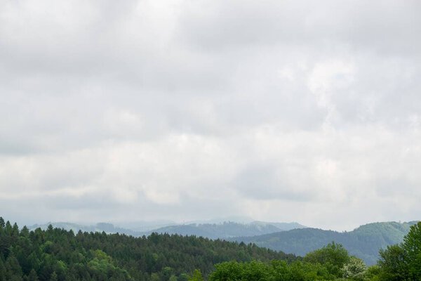 Beautiful green mountain landscape at cloudy day