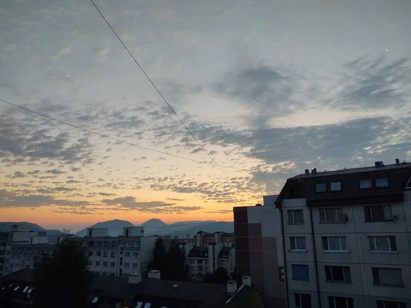 Vista Cidade Europeia Pôr Sol — Fotografia de Stock