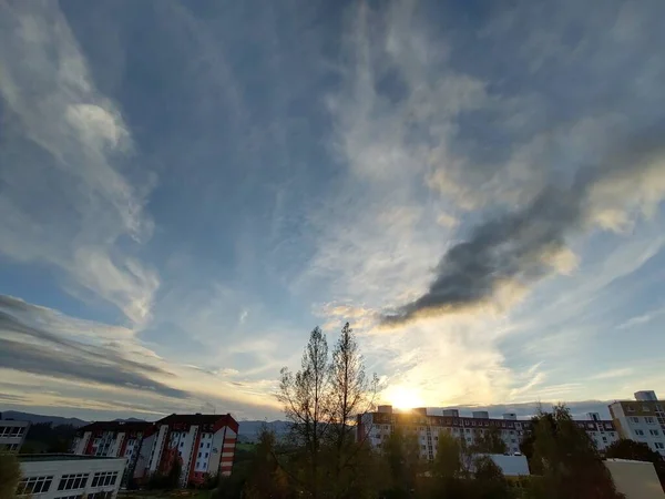 Vista Cidade Europeia Hora Pôr Sol — Fotografia de Stock