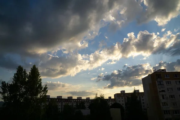 Vista Ciudad Europea Atardecer —  Fotos de Stock