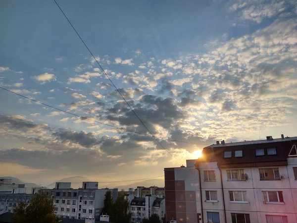 Vista Cidade Europeia Hora Pôr Sol — Fotografia de Stock