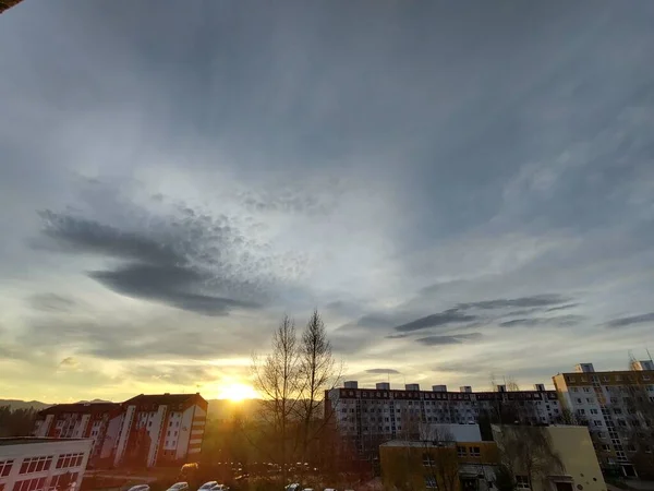 Hermoso Atardecer Sobre Ciudad Europea — Foto de Stock