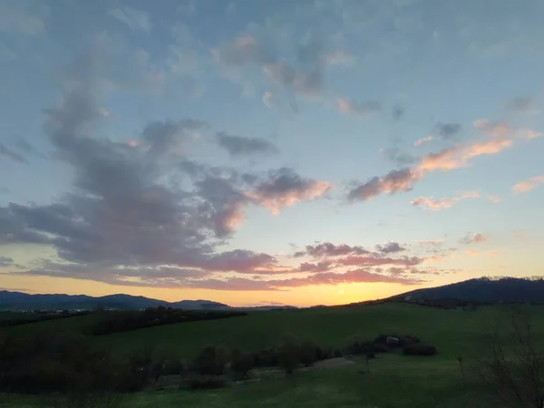 Horská Krajina Při Krásném Západu Slunce — Stock fotografie