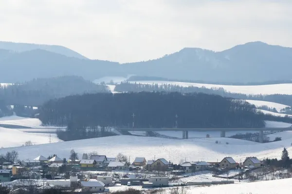 Cidade Europeia Bela Paisagem Estação Inverno — Fotografia de Stock