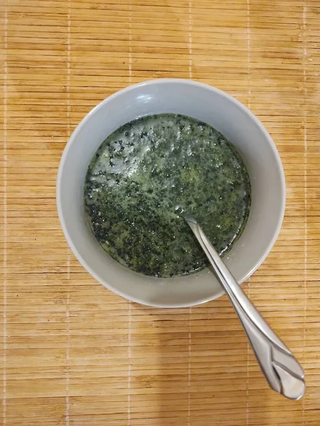 Close View Delicious Green Soup — Stock Photo, Image