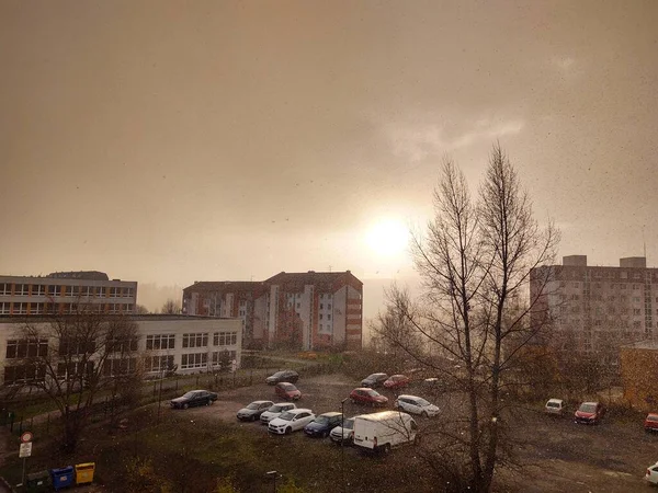 Vista Cidade Europeia Dia Nublado — Fotografia de Stock