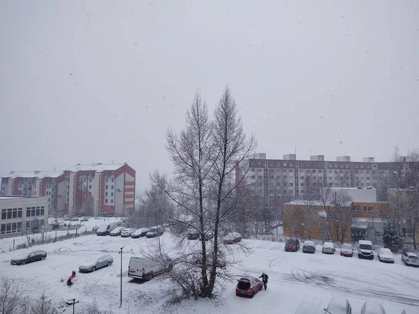 Uitzicht Europese Stad Winterdag — Stockfoto