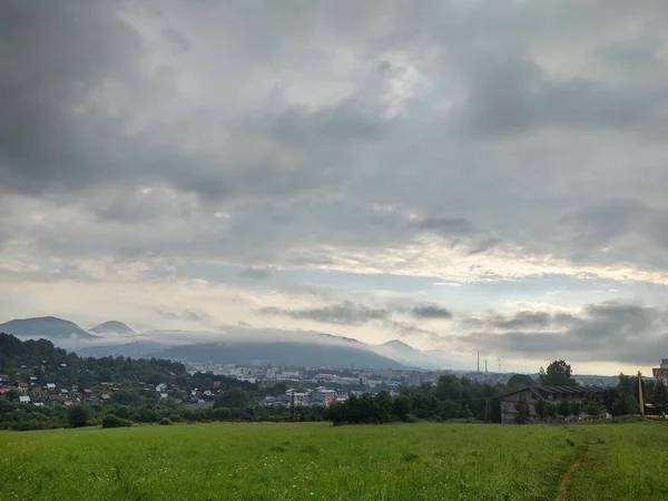 Vue Sur Ville Européenne Montagne — Photo