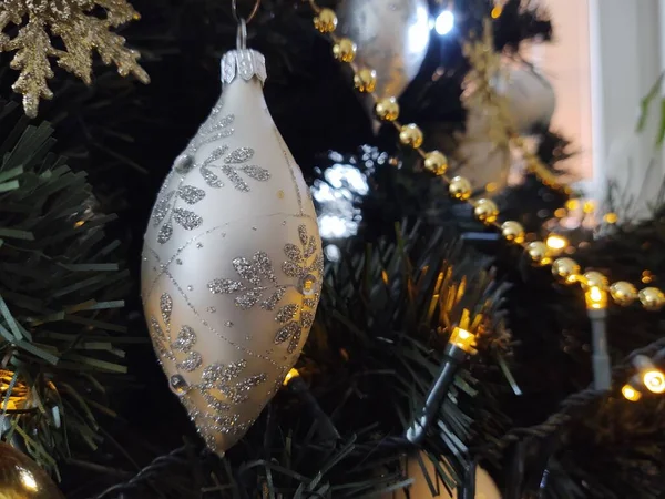 Decoraties Aan Kerstboom Tijdens Winter Slowakije — Stockfoto