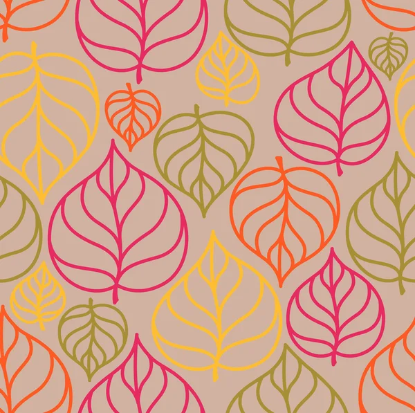 Doodle autumn leaves pattern — Stock Vector