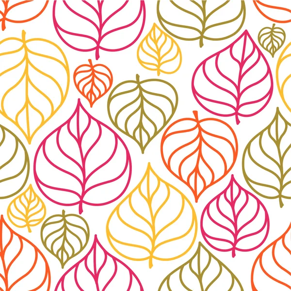 Doodle patrón de hojas de otoño — Vector de stock