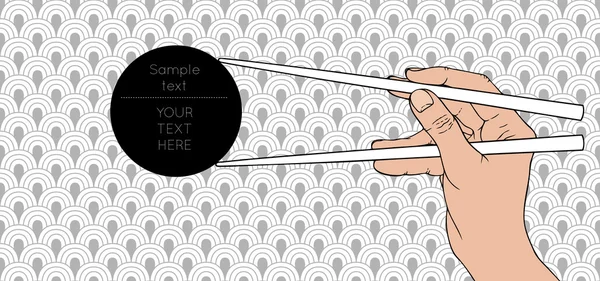 Caja de texto de mano con palillos — Vector de stock