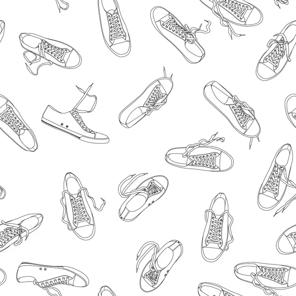 Converse zapatos patrón blanco y negro — Archivo Imágenes Vectoriales