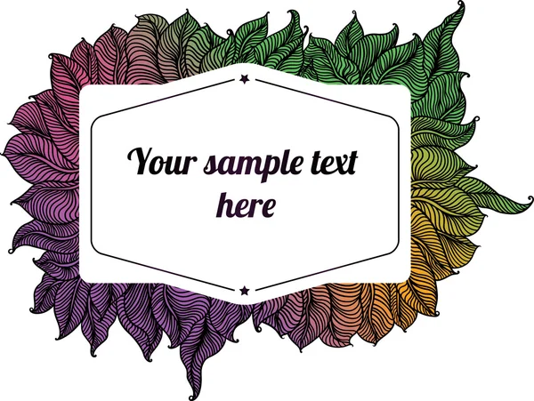 Dekorativní abstraktní snímek. ruční nakreslený rámeček s barevné abstraktní prvky s prostorem pro váš text — Stockový vektor