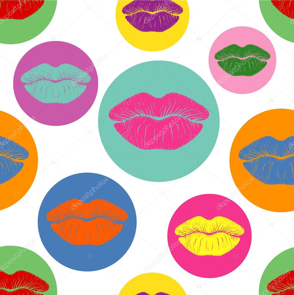 Vector pattern with traces of lipstick in Pop Art style