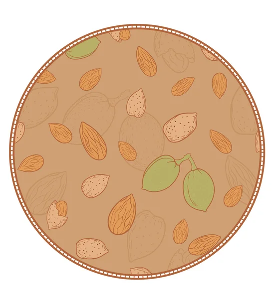 Vector pattern with almonds in a circle shape — Stock Vector