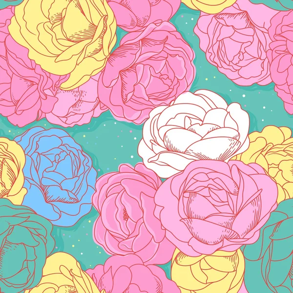 Vector seamless floral pattern with roses — Stock Vector