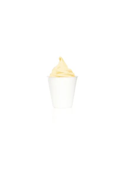 Frozen yogurt vanilla in small cup — Stock Photo, Image