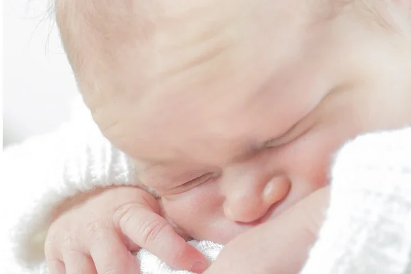 Baby auf Bauch Stockbild