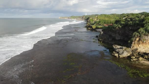 Widok Powietrza Tropikalną Plażę Gunung Kidul Indonezji — Wideo stockowe