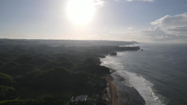 Vista Aérea Praia Tropical Gunung Kidul Indonésia — Vídeo de Stock