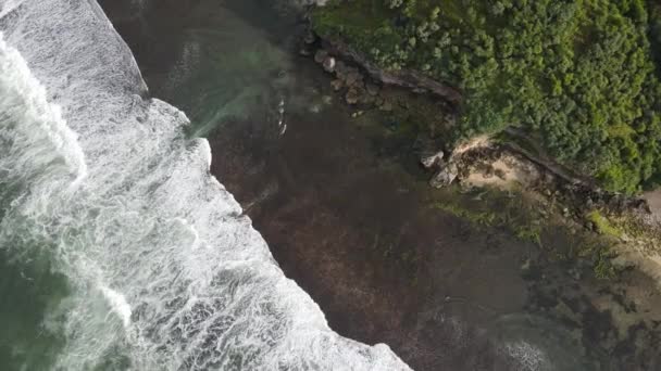 Aerial View Gunung Kidul Tropical Beach Indonesia — Stock Video