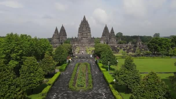 Aerial View Hindu Temple Prambanan Yogyakarta Indonesia — Stock Video