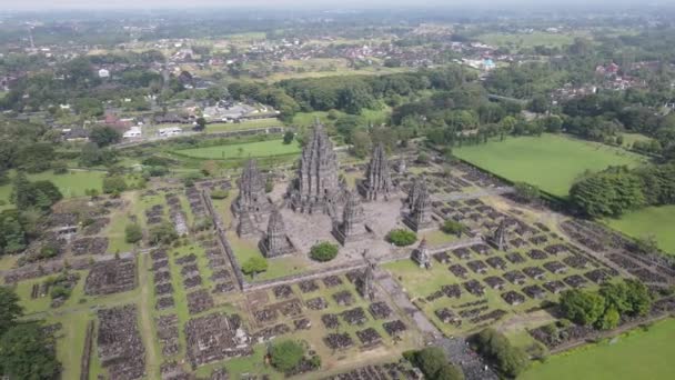 Légi Kilátás Hindu Templom Prambanan Yogyakarta Indonézia — Stock videók