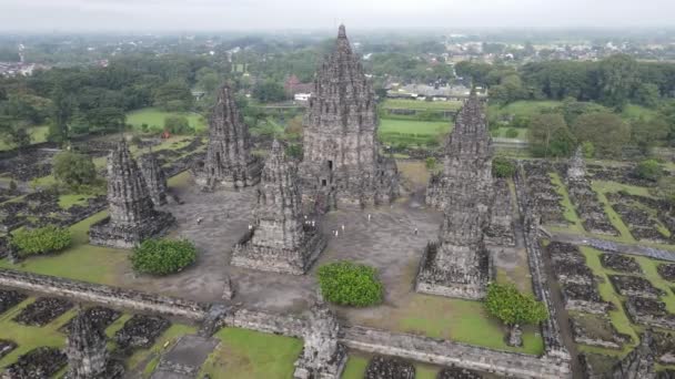 Vista Aérea Del Templo Hindú Prambanan Yogyakarta Indonesia — Vídeos de Stock