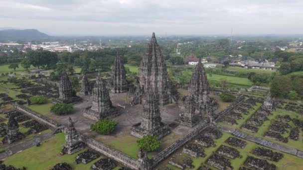 Vista Aérea Templo Hindu Prambanan Yogyakarta Indonésia — Vídeo de Stock