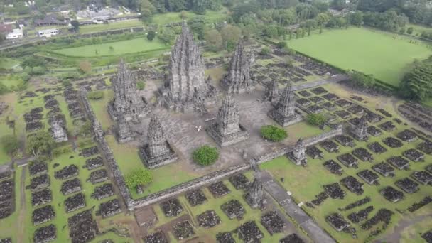Vista Aérea Del Templo Hindú Prambanan Yogyakarta Indonesia — Vídeos de Stock