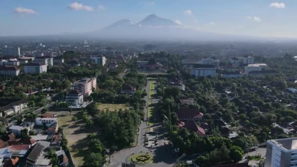 Vista Aérea Panorámica Del Monte Merapi Por Mañana Yogyakarta — Vídeo de stock