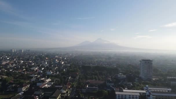 Vista Aérea Panorâmica Monte Merapi Pela Manhã Yogyakarta — Vídeo de Stock