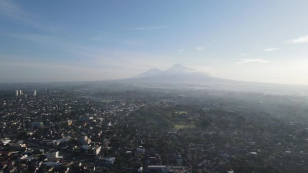 Vista Aérea Panorâmica Monte Merapi Pela Manhã Yogyakarta — Vídeo de Stock
