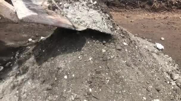 Construction Workers Mix Cement Sand Make Plaster Dough Civil Construction — Vídeo de Stock