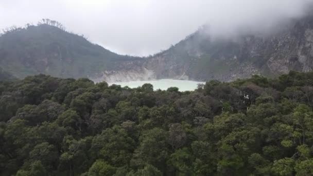 Veduta Aerea Del Cratere Bianco Bandung Indonesia Con Tempo Nebbioso — Video Stock