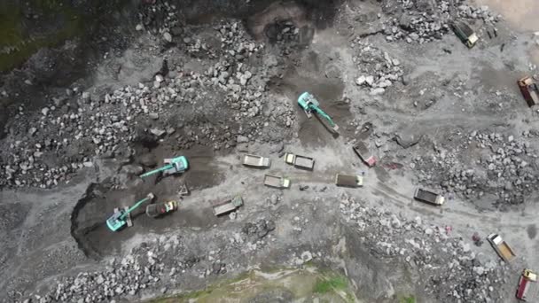 Vista Aérea Actividad Minera Arena Piedra Montaña Merapi Indonesia — Vídeo de stock