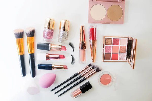 Makeup Brush Decorative Cosmetics White Background — Stock Photo, Image